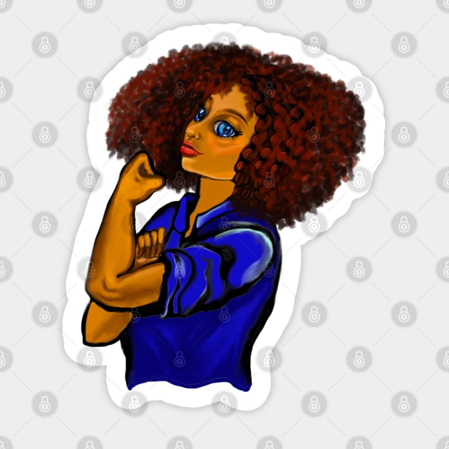 Anime Afro anime strong woman with afro and blue eyes Sticker by Artonmytee